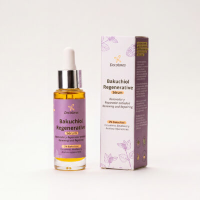 Sérum Facial Bakuchiol Regenerative Sérum facial natural con bakuchiol de Decolores Natur para mejorar la firmeza, la luminosidad y la uniformidad de la piel.