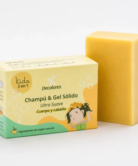 Champú y Gel Sólido Natural para Bebés y Niños | Piel Sensible y Atópica 2 en 1